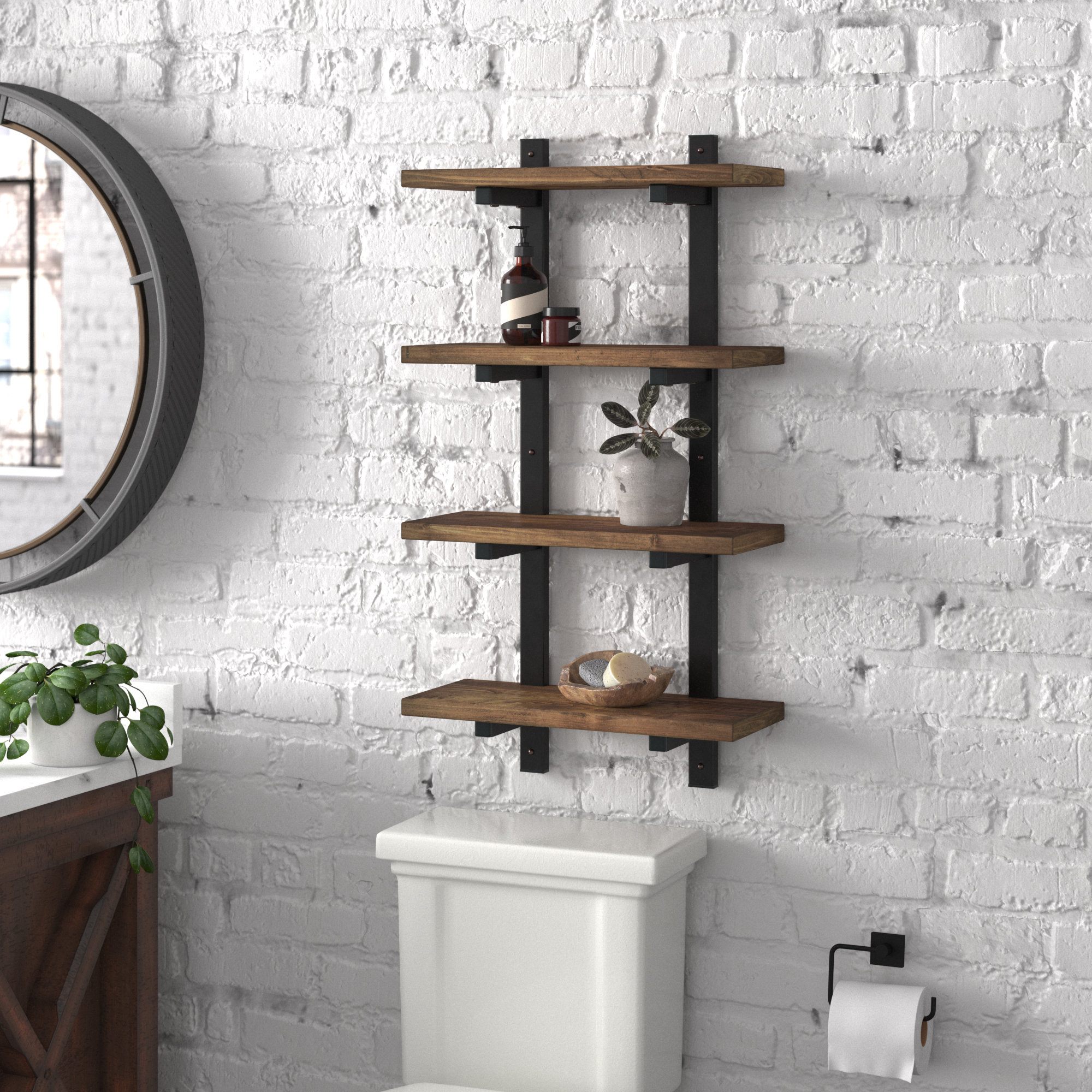 Alezzi Solid Wood Wall Mounted Bathroom Shelves