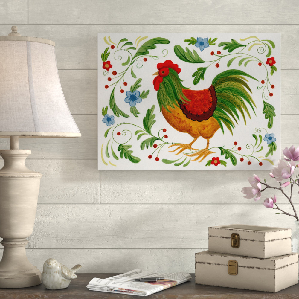 August Grove® 'Rooster Green Brown' Canvas Art Wayfair