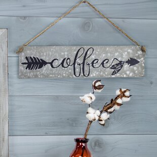 'Coffee' Steel Metal Hanging Sign Wall Art Kitchen Bistro Sign 