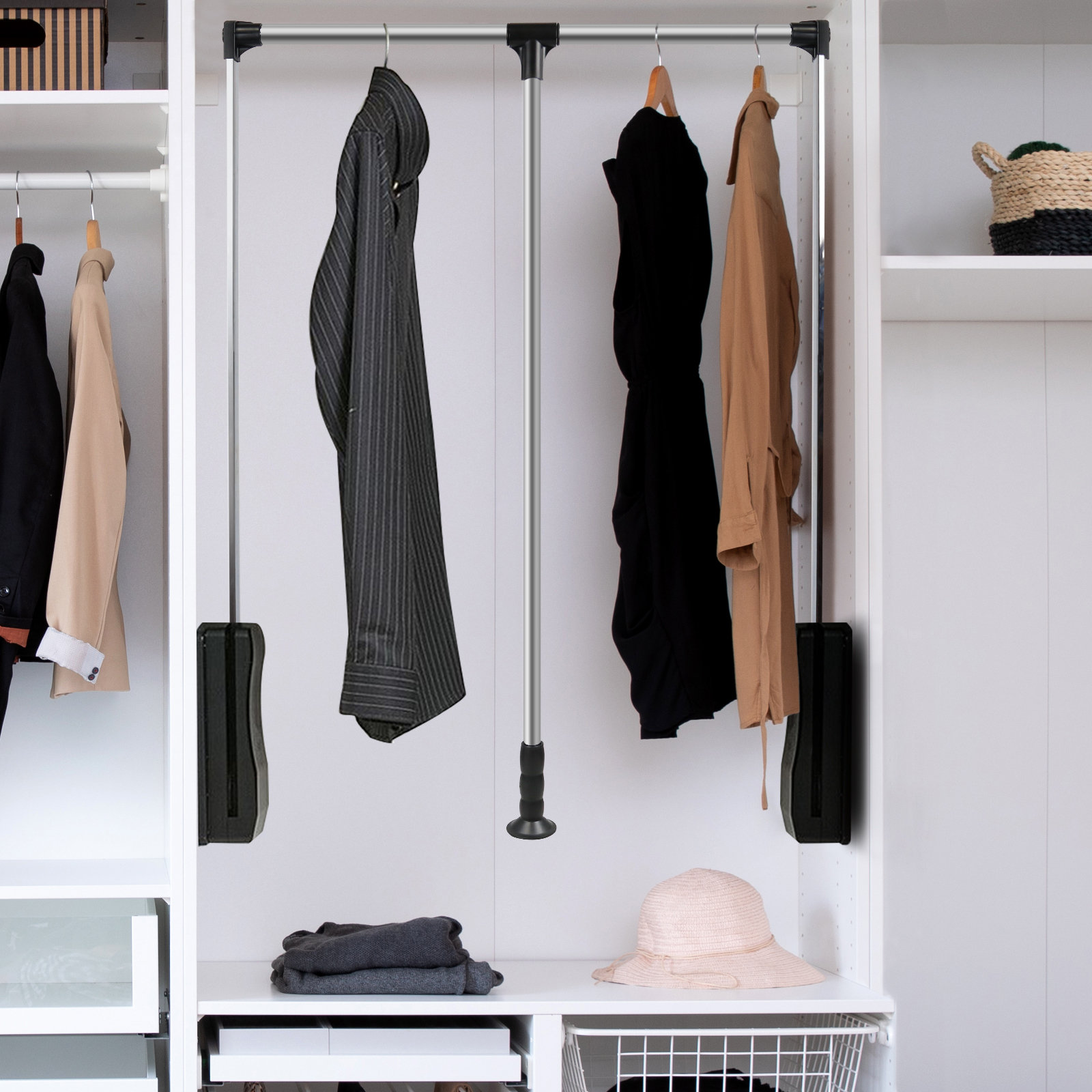 Rebrilliant Jennee Adjustable Wall Mounted Clothes Rack & Reviews Wayfair