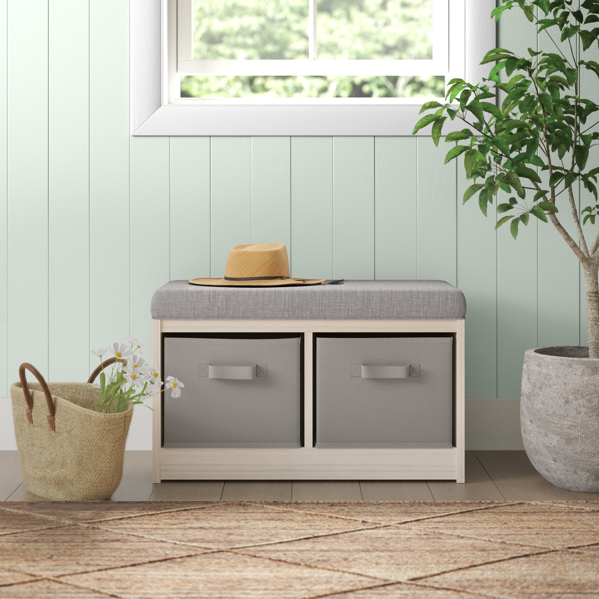 Sand & Stable Jayla Solid Wood Shelves Storage Bench Wayfair