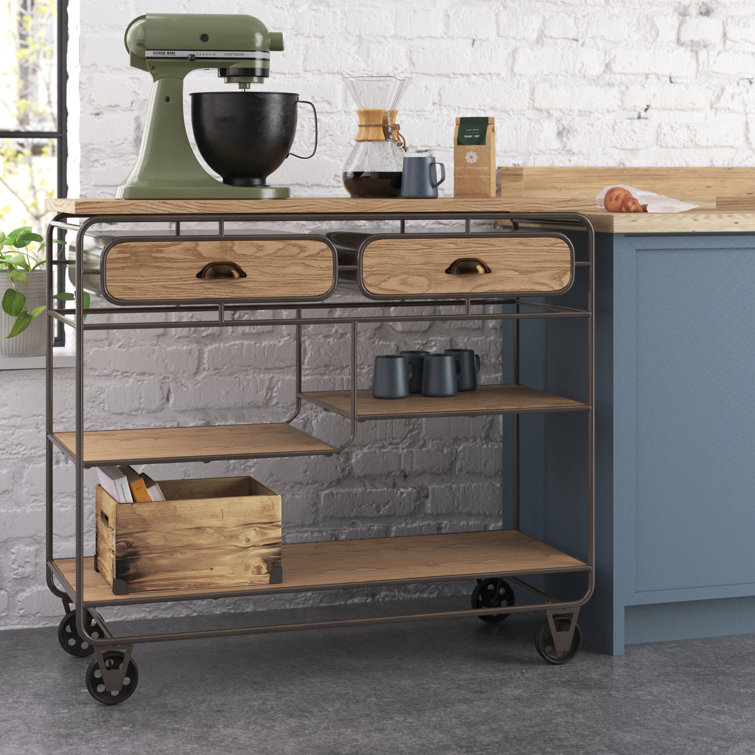 Wood and metal kitchen cart