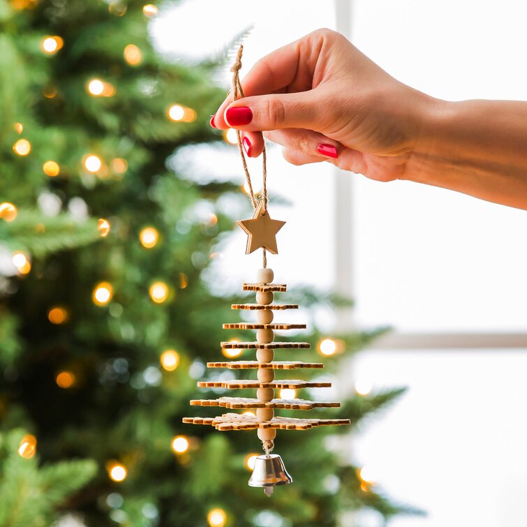 Mercury Row® Wood Christmas Tree 3D Hanging Figurine Ornament & Reviews ...