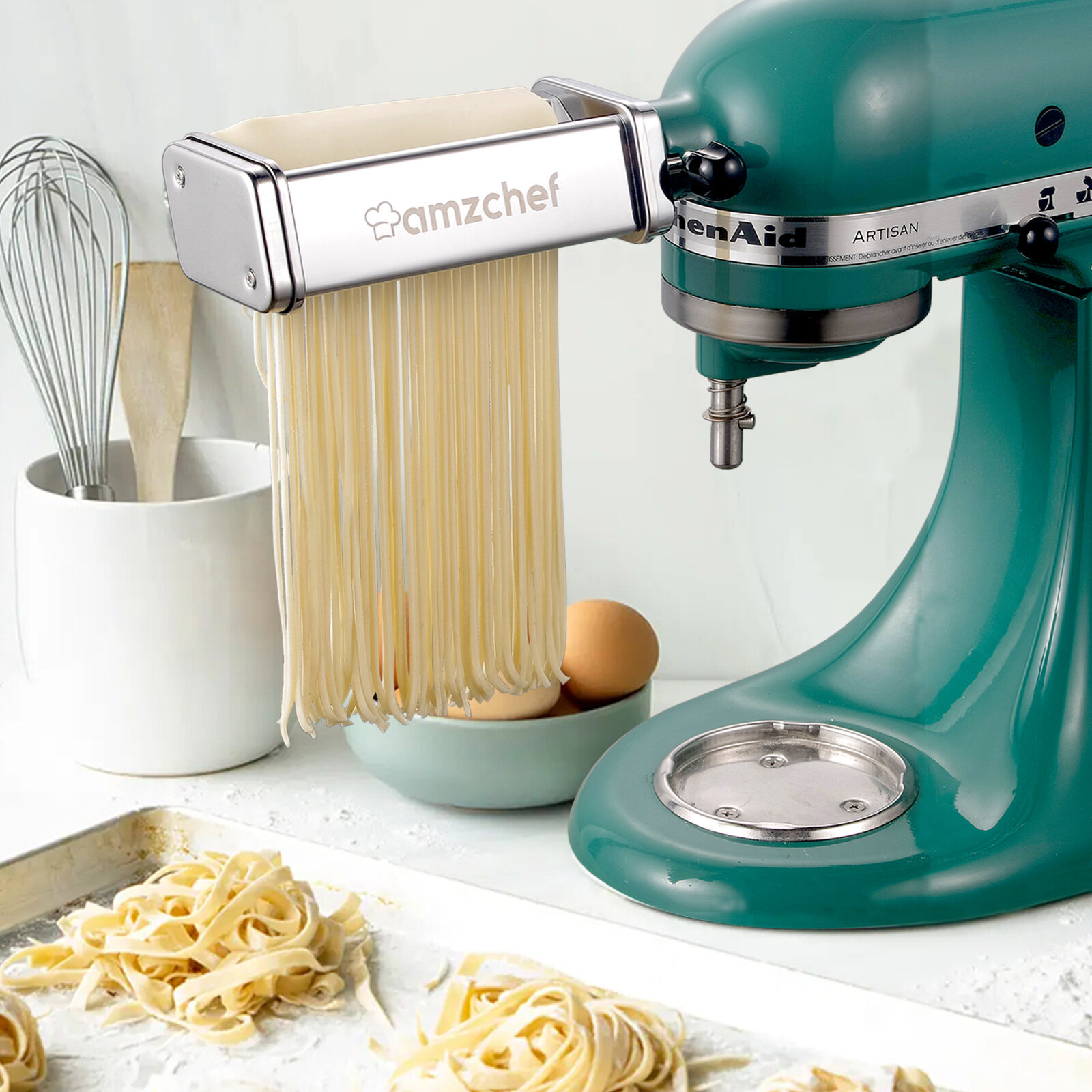 AMZCHEF Pasta Maker Attachment 3 In 1 Set For Kitchenaid Stand Mixers |  Wayfair