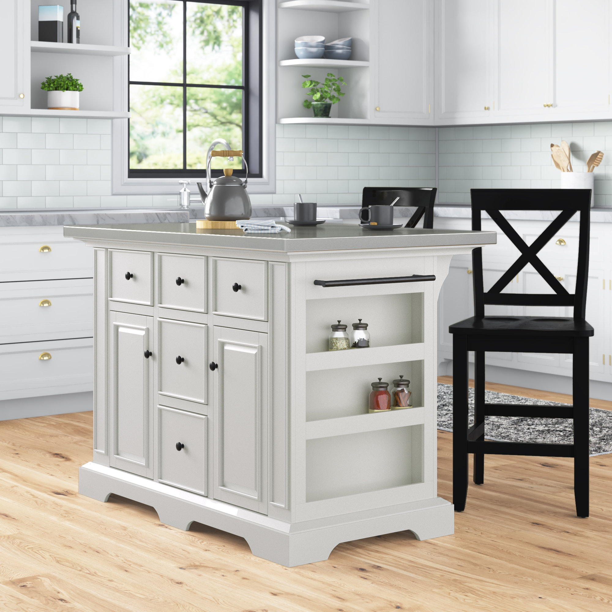 Three Posts™ Diamondback 50'' Wide Kitchen Island Set & Reviews Wayfair