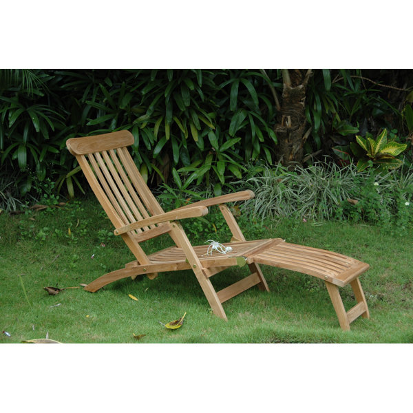 Anderson Teak Royal 46'' Long Reclining Teak Steamer | Wayfair