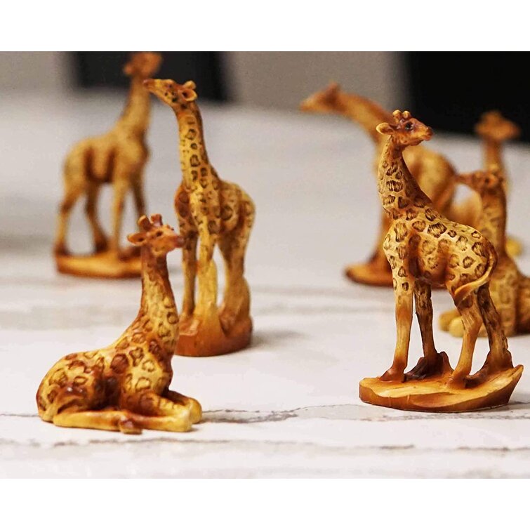 Dakota Fields Ebros Dollhouse Miniature 4 Poses Safari Giraffe Figurines  Hand Painted In Faux Wood Grain 
