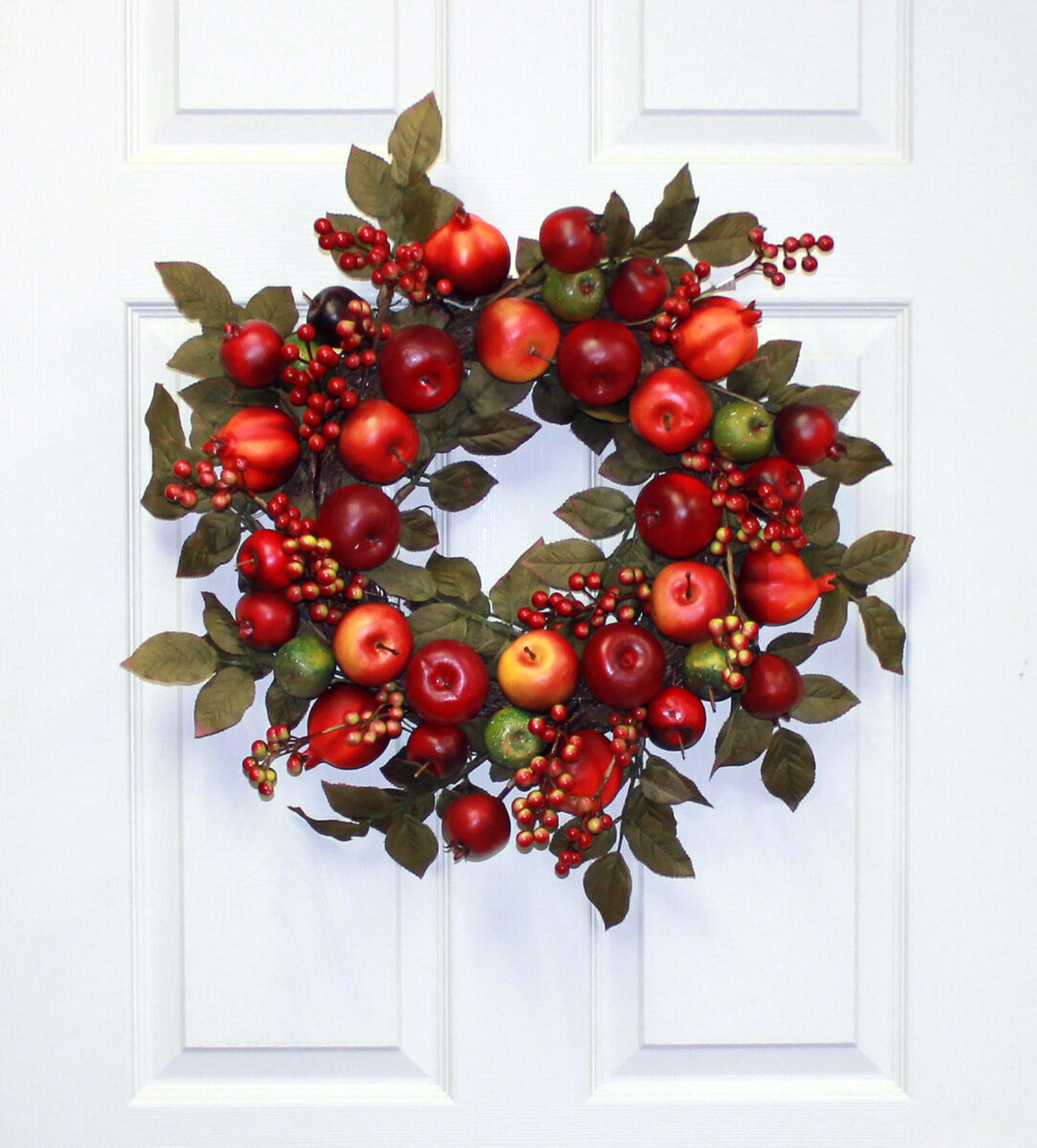 Mixed Apple Pomegranate and Leaf on Natural Twig Base 24" Styrofoam Wreath 