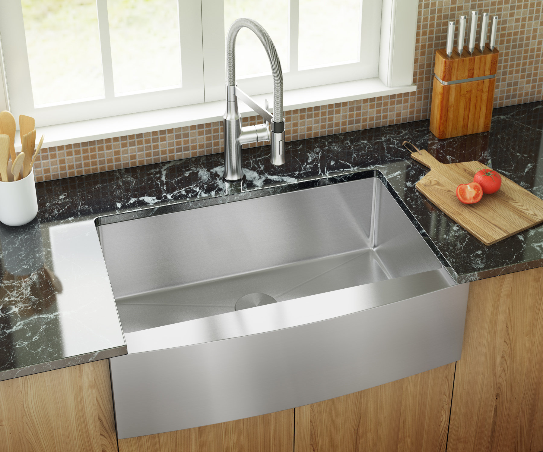 Allora USA 21'' W Single Bowl Stainless Steel Farmhouse Kitchen Sink