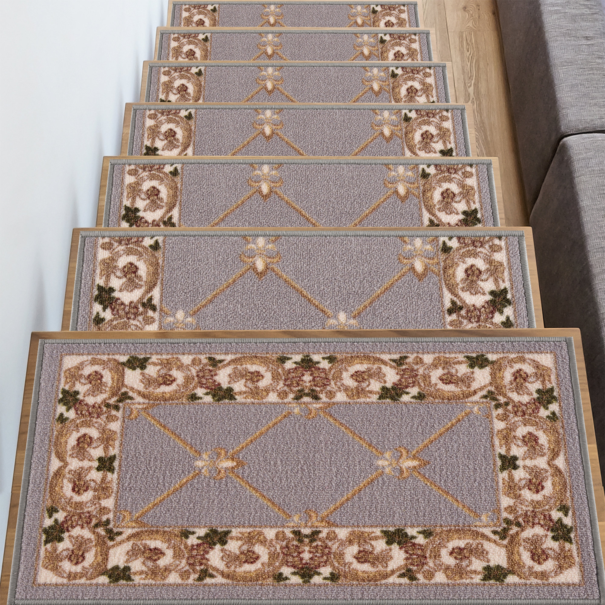 Bloomsbury Market Alamea Carpet Mat Fleur De Lis Design Slip Resistant  Stair Tread & Reviews | Wayfair