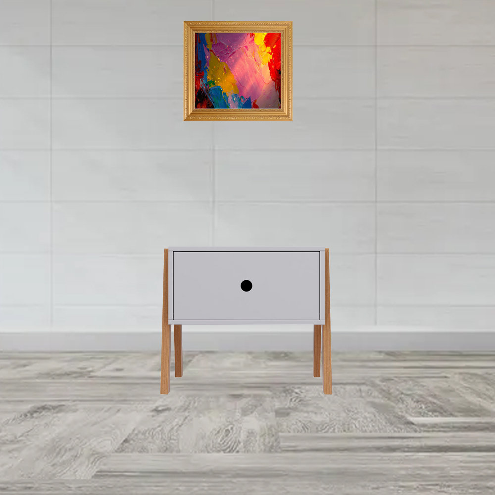 Corrigan Studio® 17.72x13.78x17.32 Wood Frame Bedside Table White Wayfair