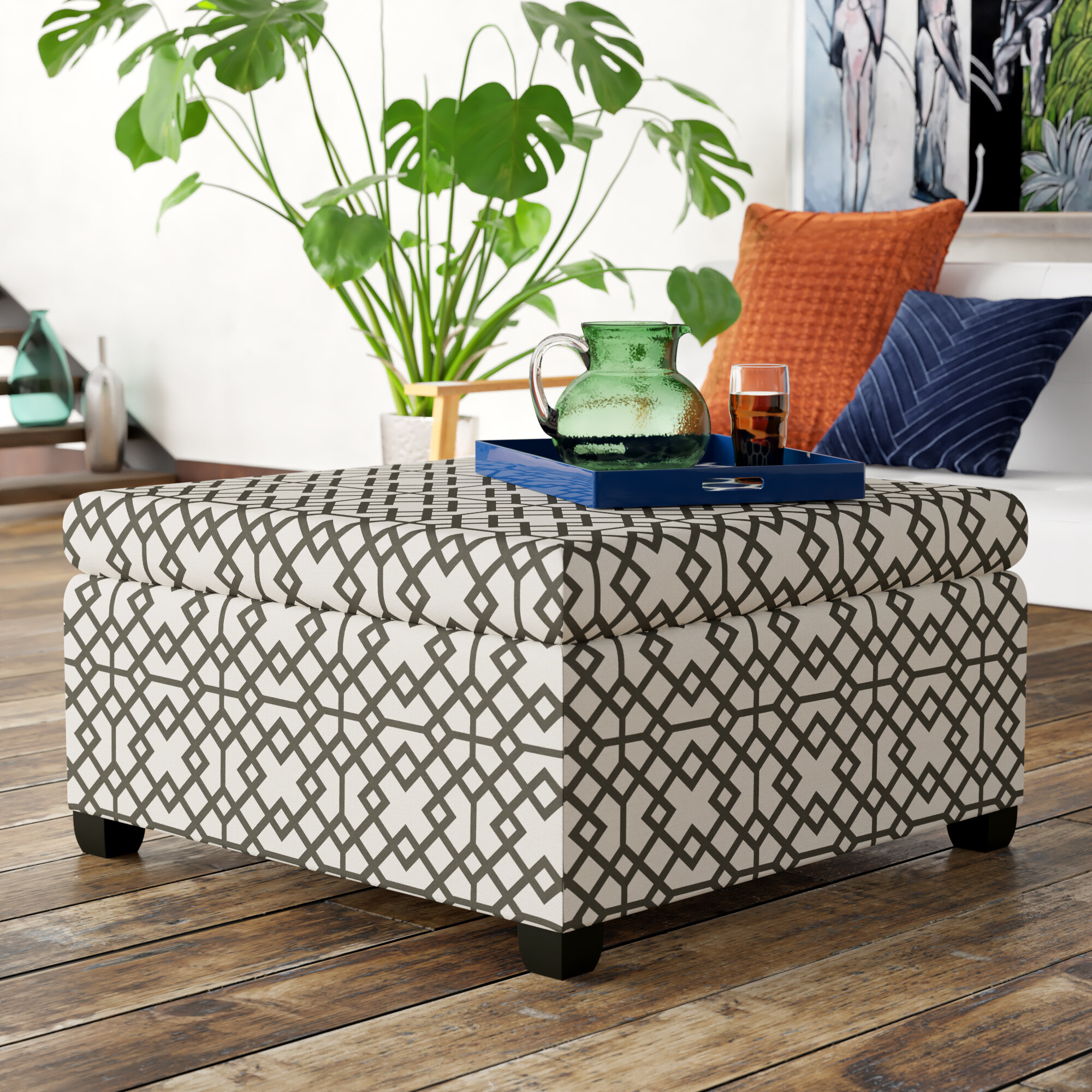Ebern Designs Stas Upholstered Storage Ottoman & Reviews | Wayfair