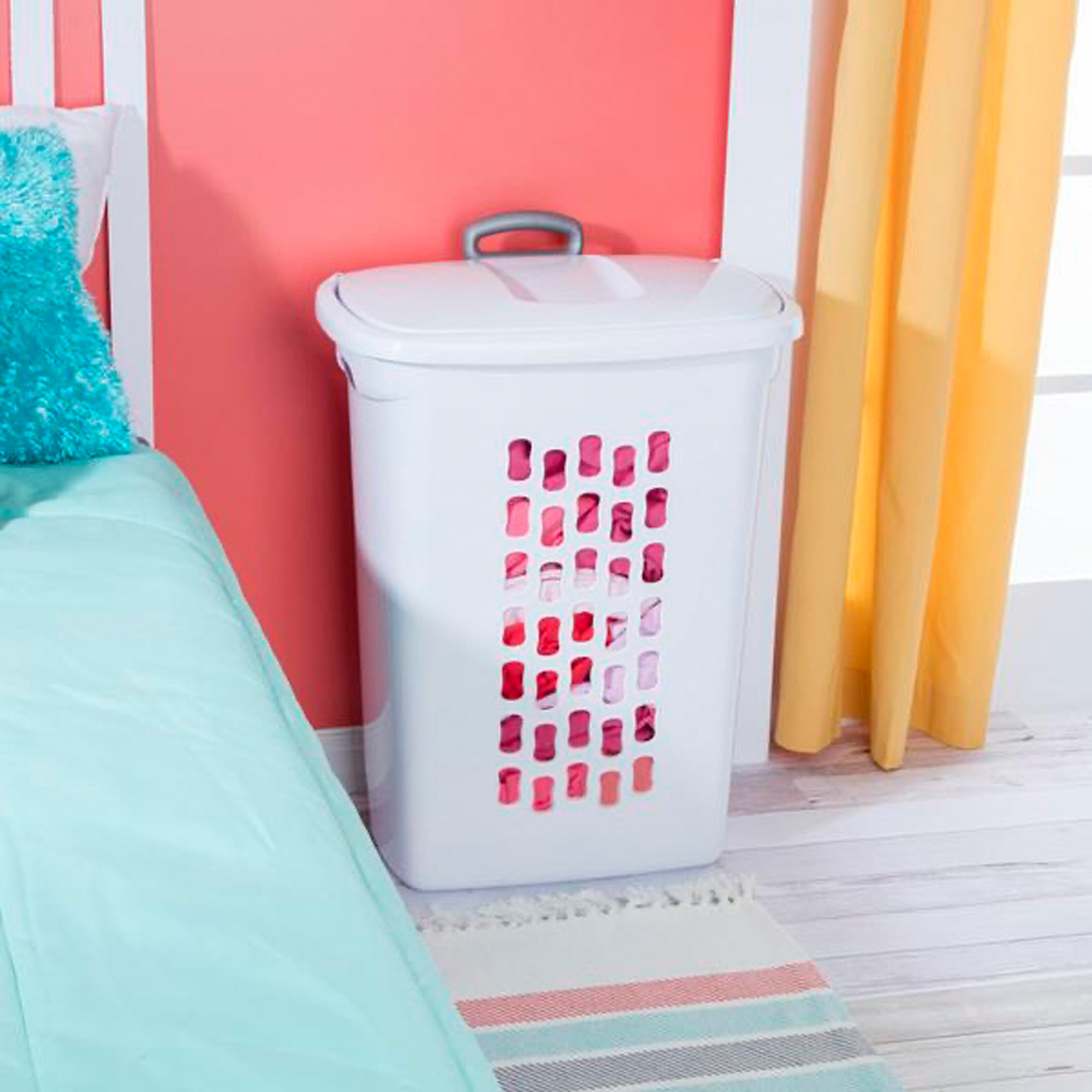 Sterilite White Laundry Hamper With LiftTop Wheels at Fran Molina blog