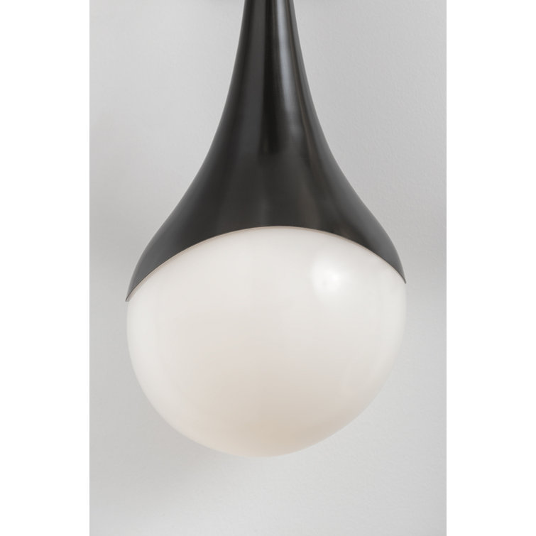 Ariana Opal Glossy Glass 1-Light Pendant in Old Bronze