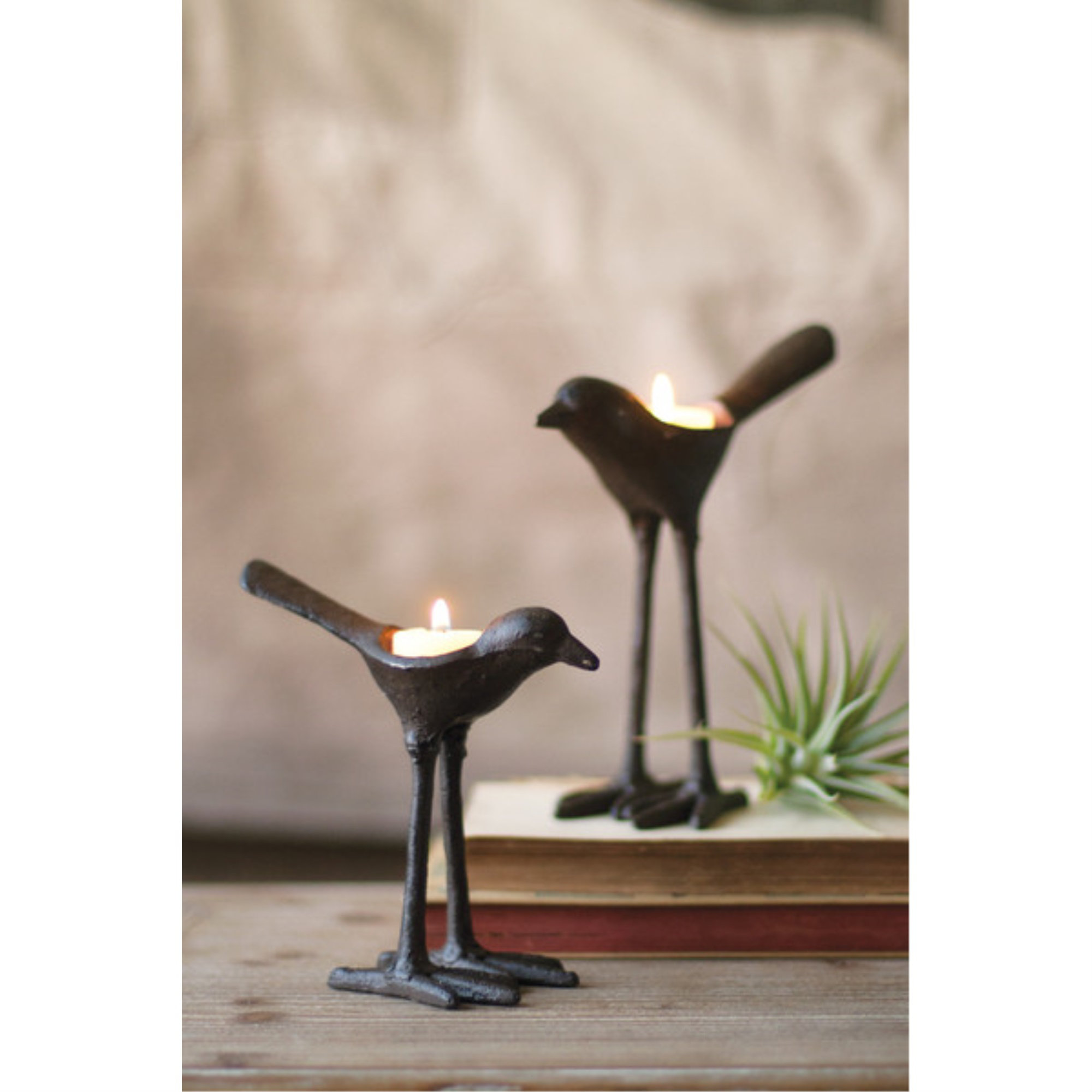 Votive Candle Holder,Metal Art with Ceramic Bird 14" Tall  5389 