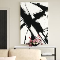 AB641 Black White Flower Modern Abstract Framed Wall Art Large Picture Prints 