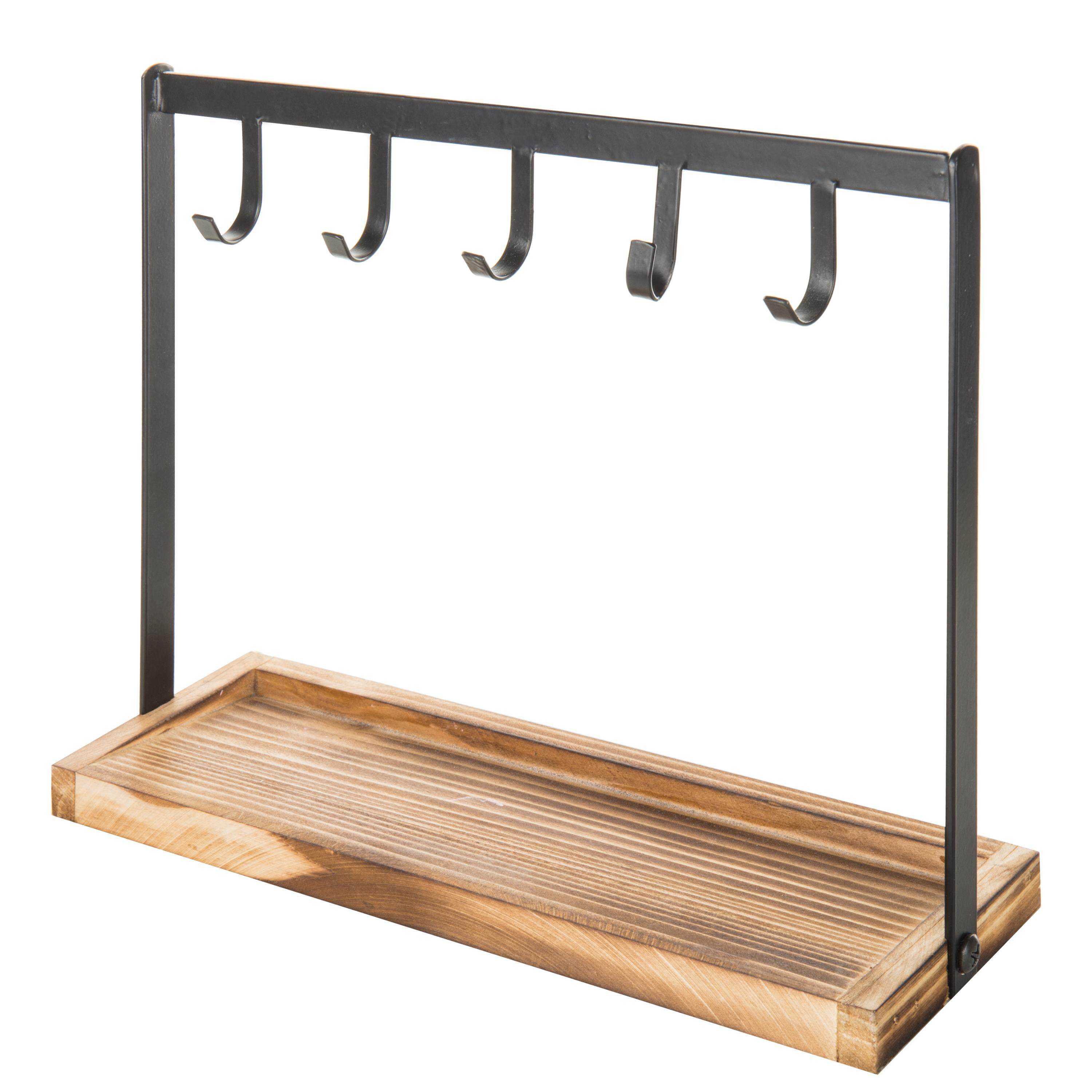 MyGift Tabletop Display Hooks with Wood Tray Wayfair