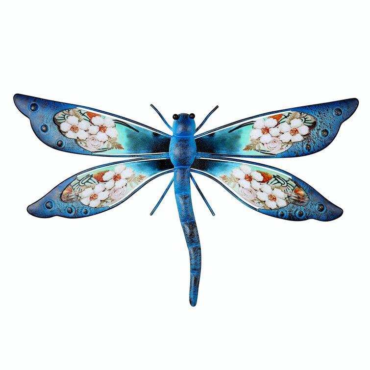 Metal Dragonfly Wall Hanging Decor Outdoor Garden Patio Fence Art Ornament 