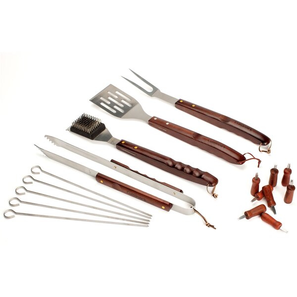 Cuisinart Grilling Set Grill Bbq Tool Utensil Cooking Stainless Steel Wood Case 