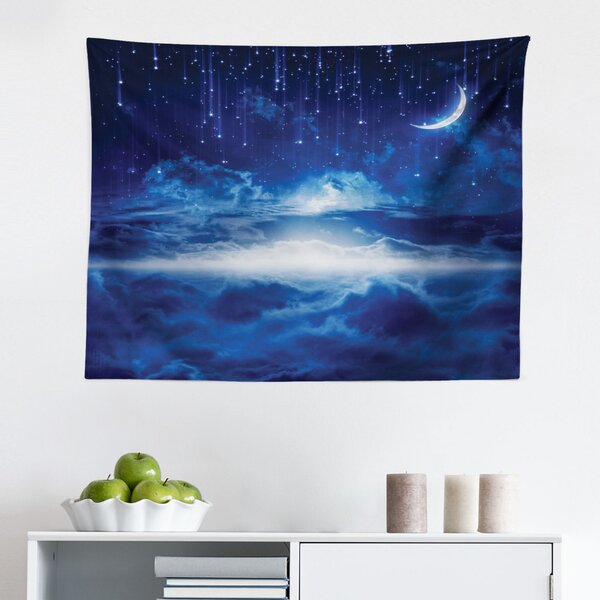 Fantasy Long Horned Deer Moon Phase Starry Night 5 Panel Canvas Print Wall Art 