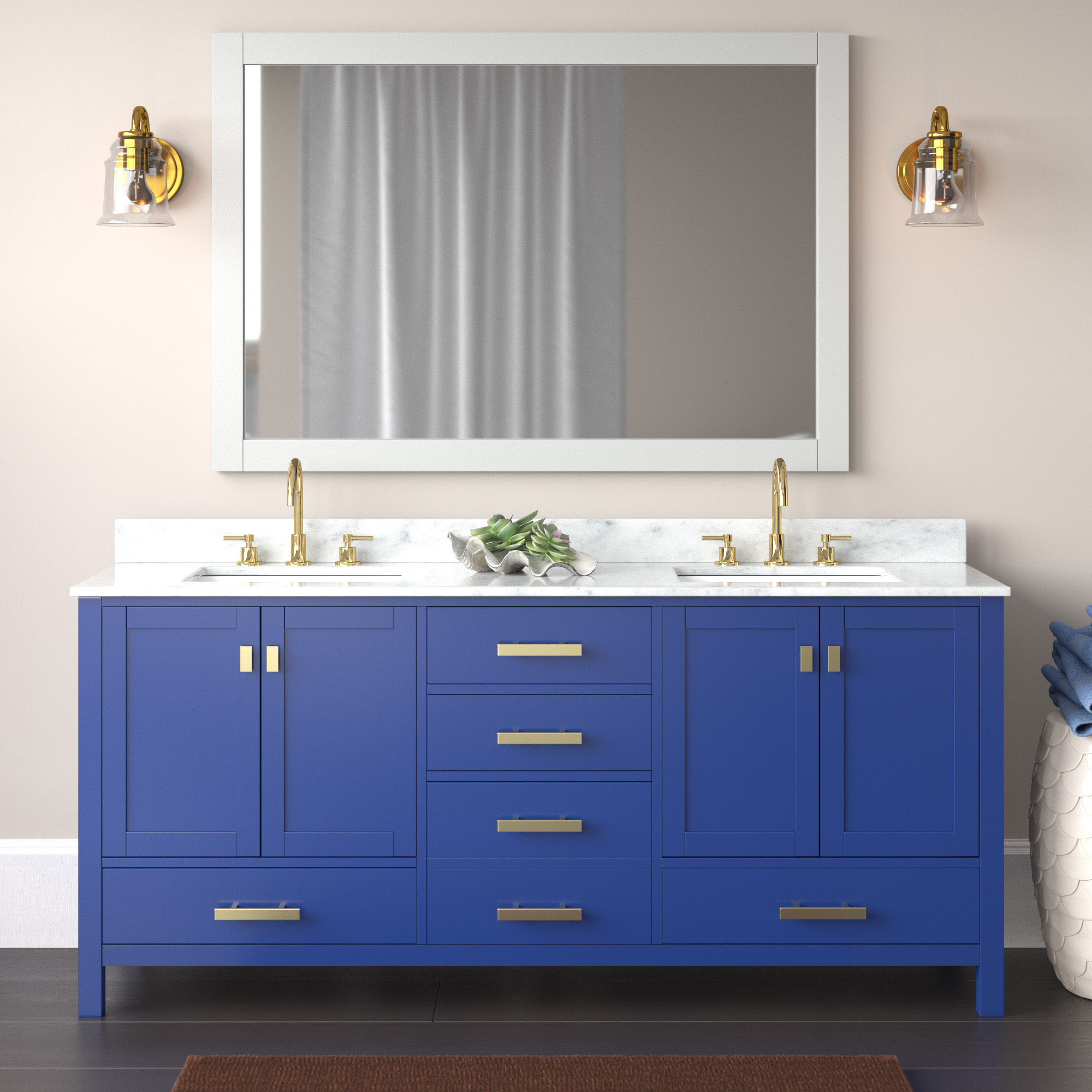 Design Element 72'' Double Bathroom Vanity with Vanity Top & Reviews