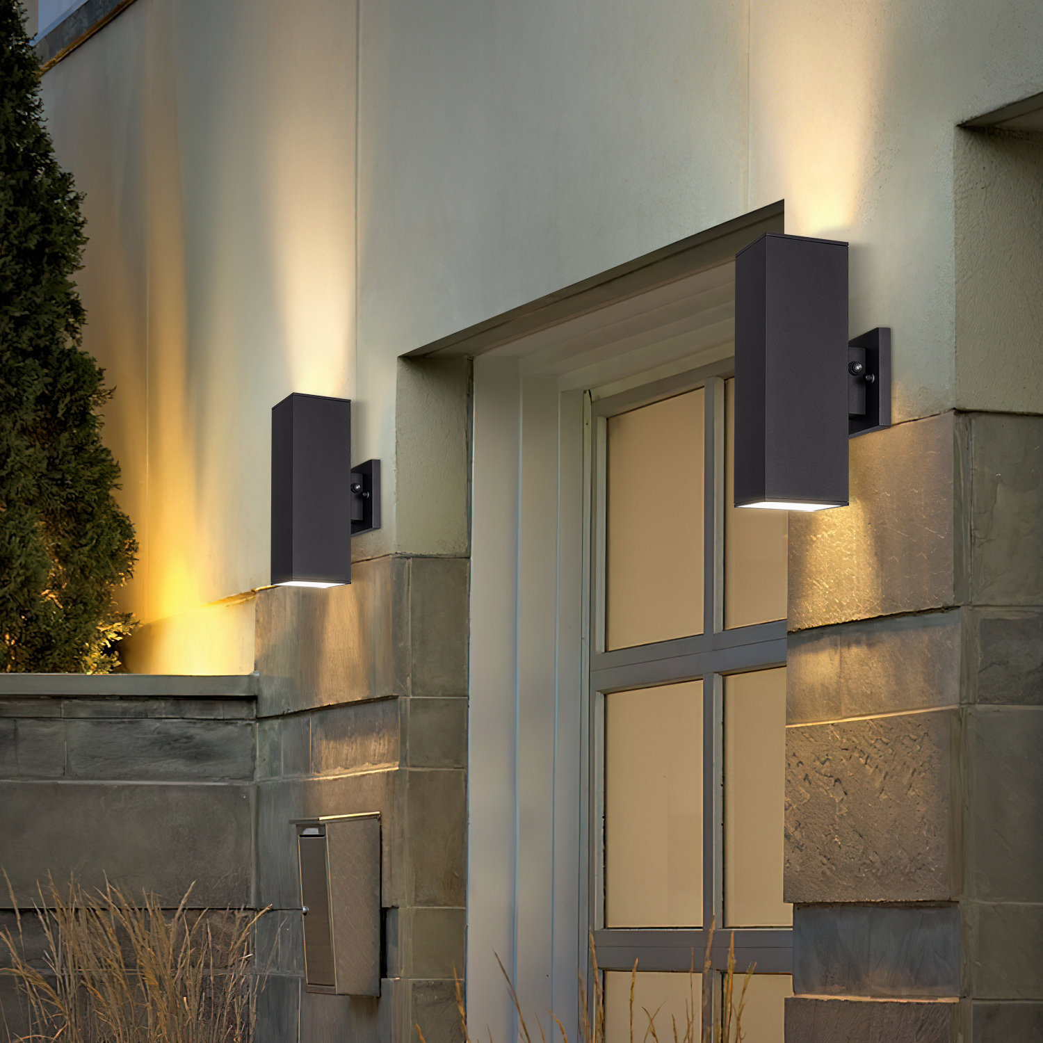 Ivy Bronx Alvisa Outdoor Wall Light in 2 Lights Dusk to Dawn with