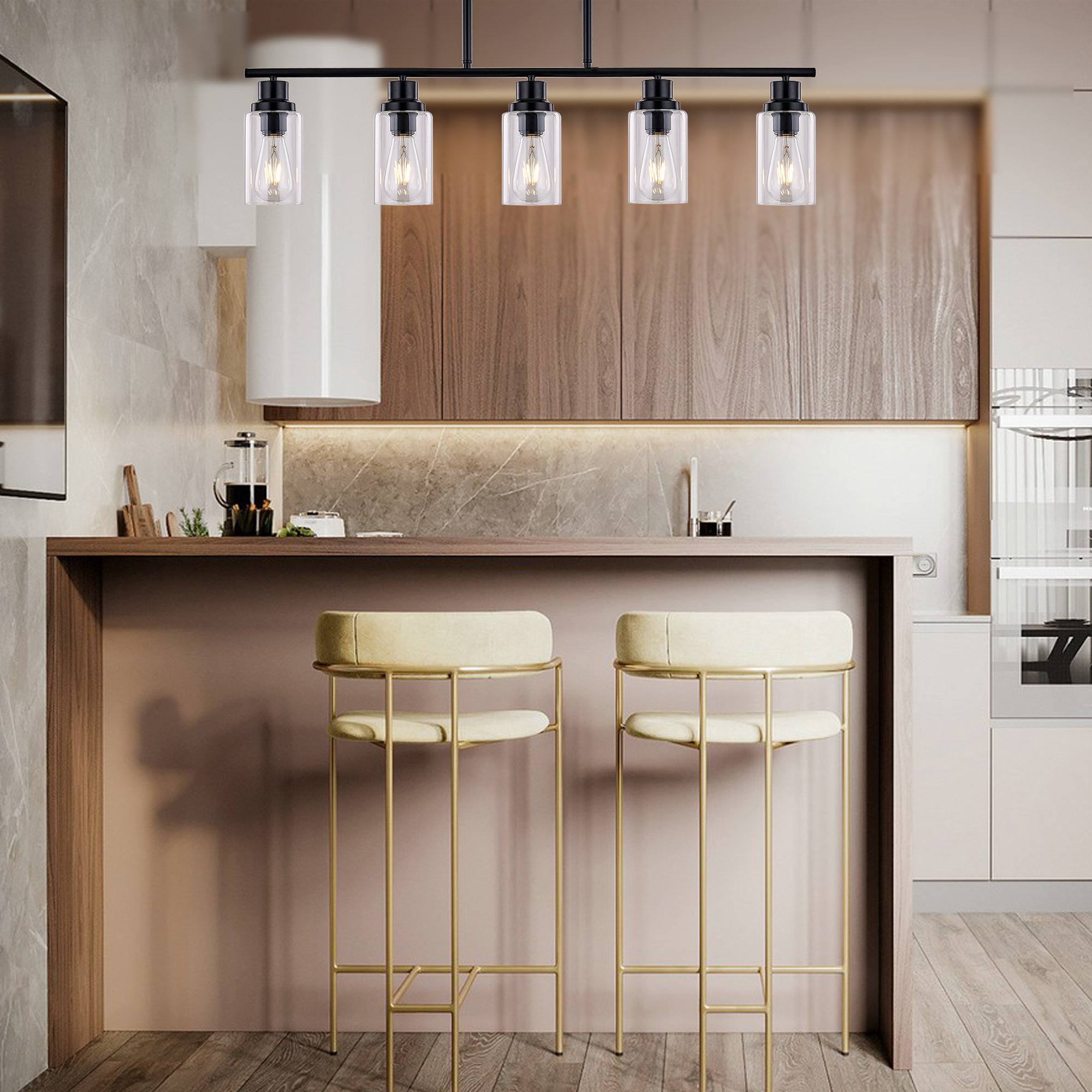 17 Stories 5 Light Kitchen Island Linear Pendant & Reviews Wayfair