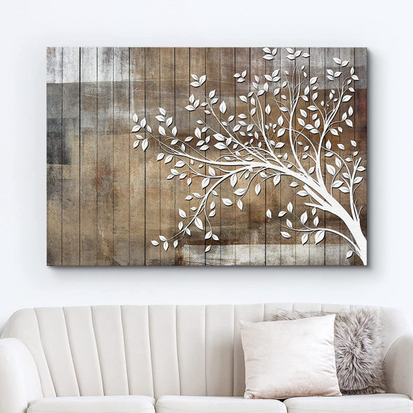 Art for the Home Scandi Leaf Trio Metallic Floral Printed Canvas 