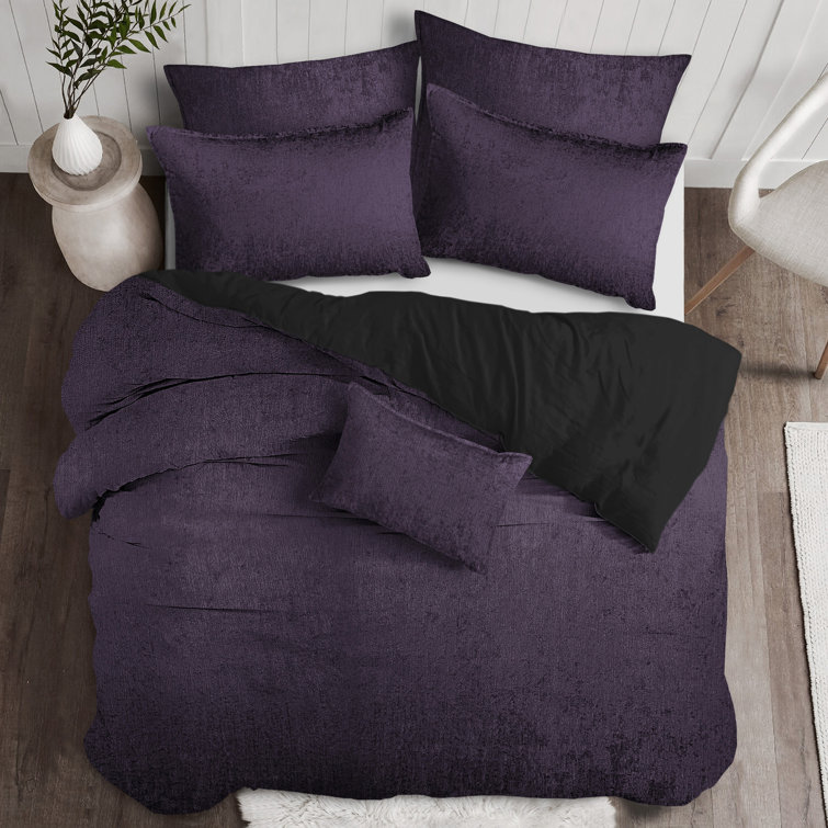 Coralei Eggplant Duvet Cover Set Mercer41 Size: Super King Duvet + 2 King Shams