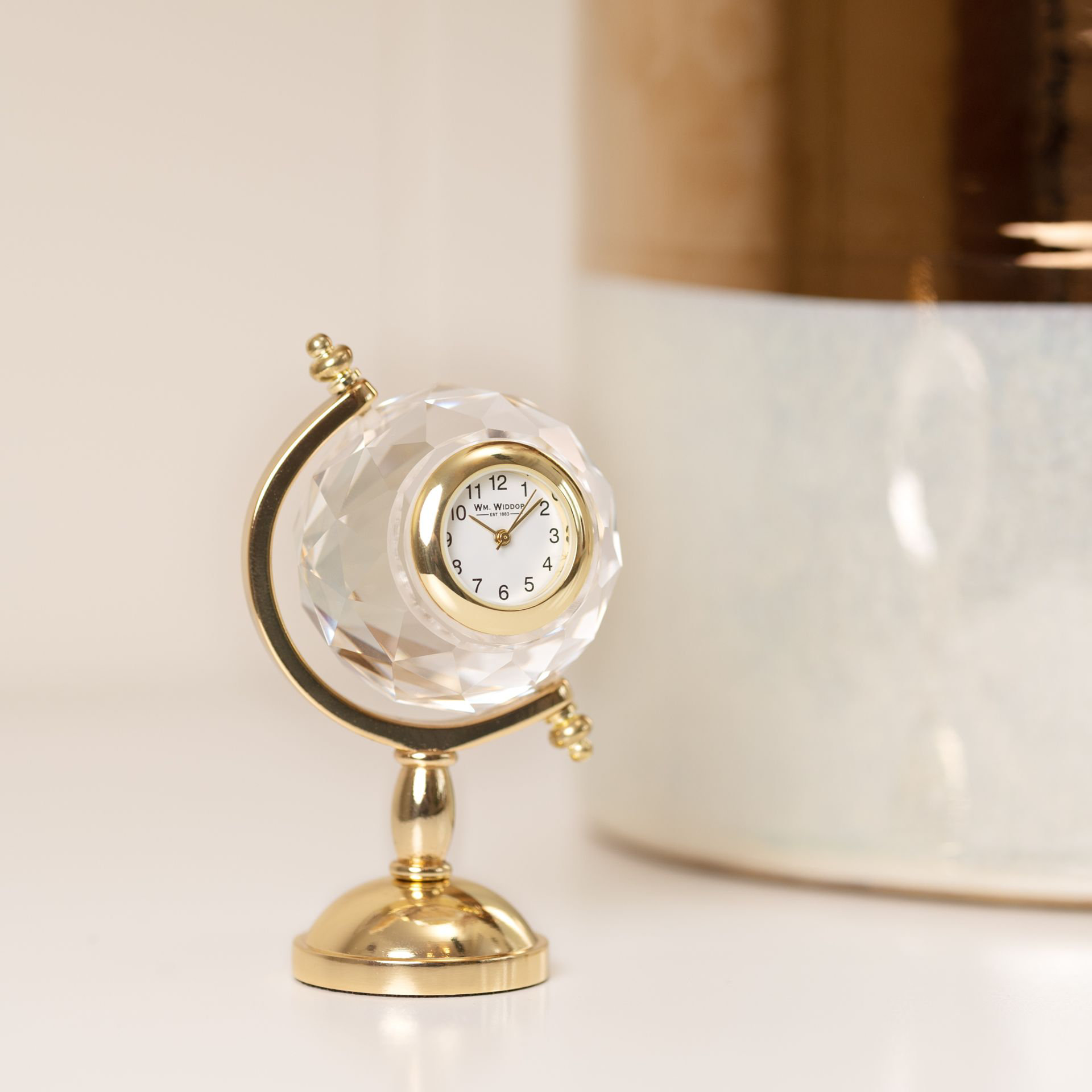 Wm Widdop Analog Crystal Quartz Tabletop Clock in Gold/White Wayfair