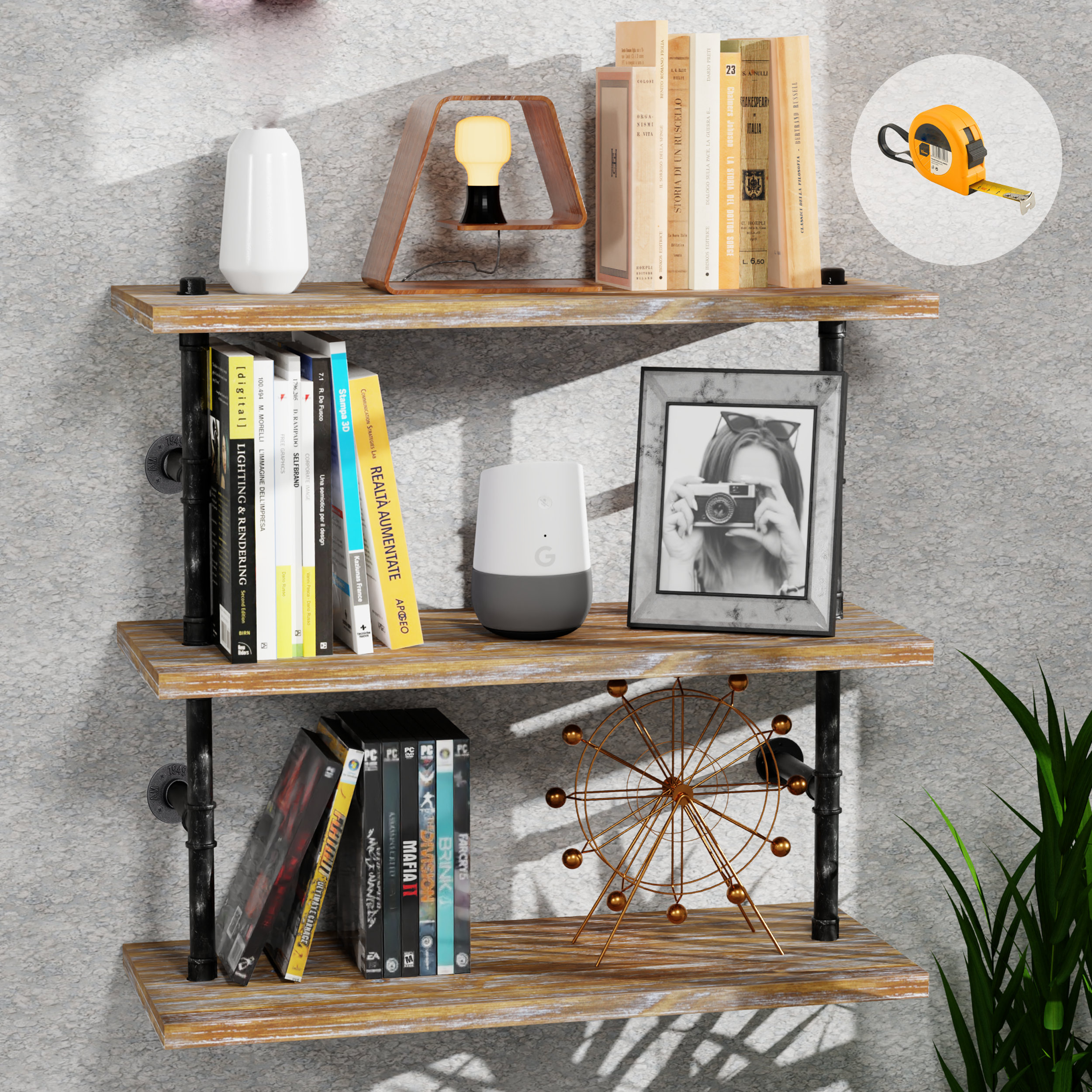 Latitude Run® 27.7'' H Solid Wood Floating Bookcase Wayfair