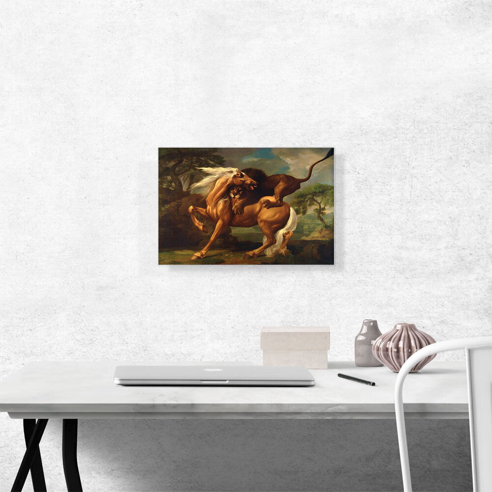 ARTCANVAS A Lion Attacking A Horse 1762 by George Stubbs - Wrapped ...