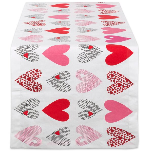 Boao 3 Packs Valentines Day Table Runners Heart Printed Lace Table Cloth Red Valentine Heart Table Decorations for Valentines Day Party Wedding Delicate Hearts 13 x 72 Inch 