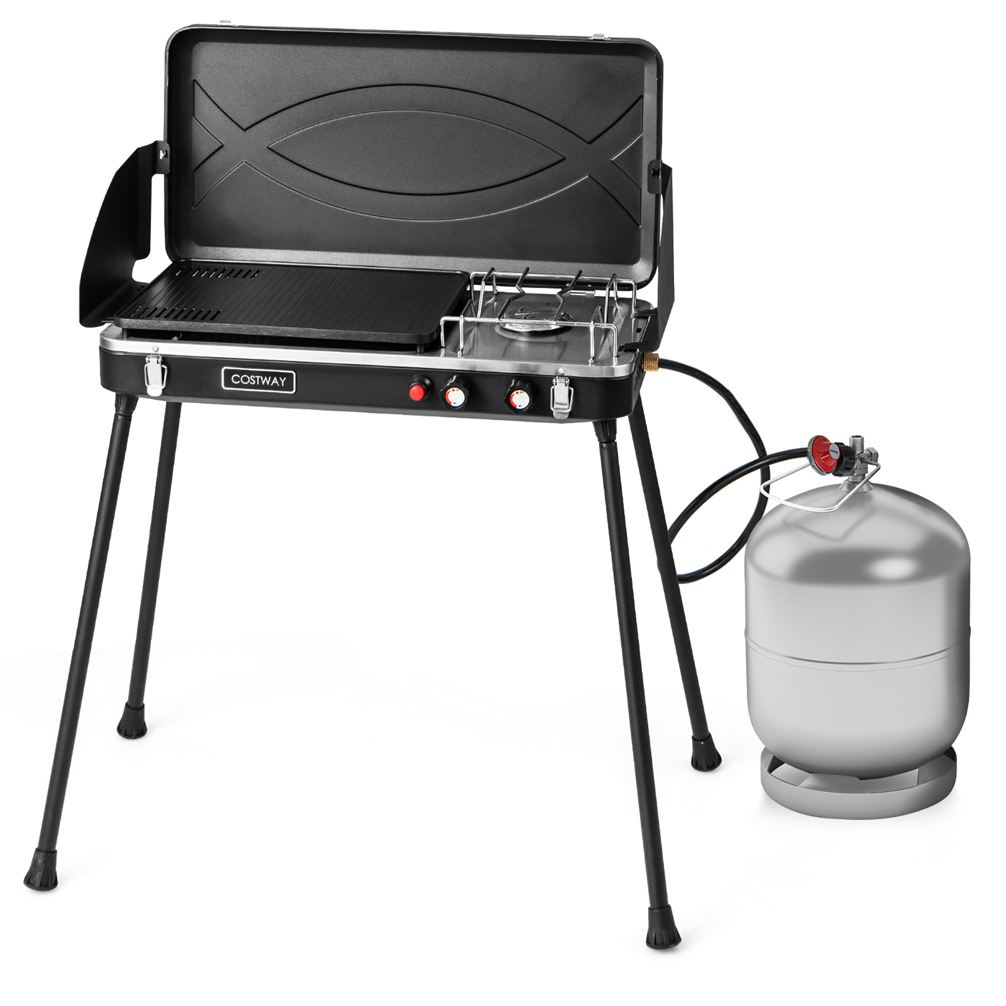 Costway Single Burner Free Standing Propane 10000 BTU BTU Gas Grill