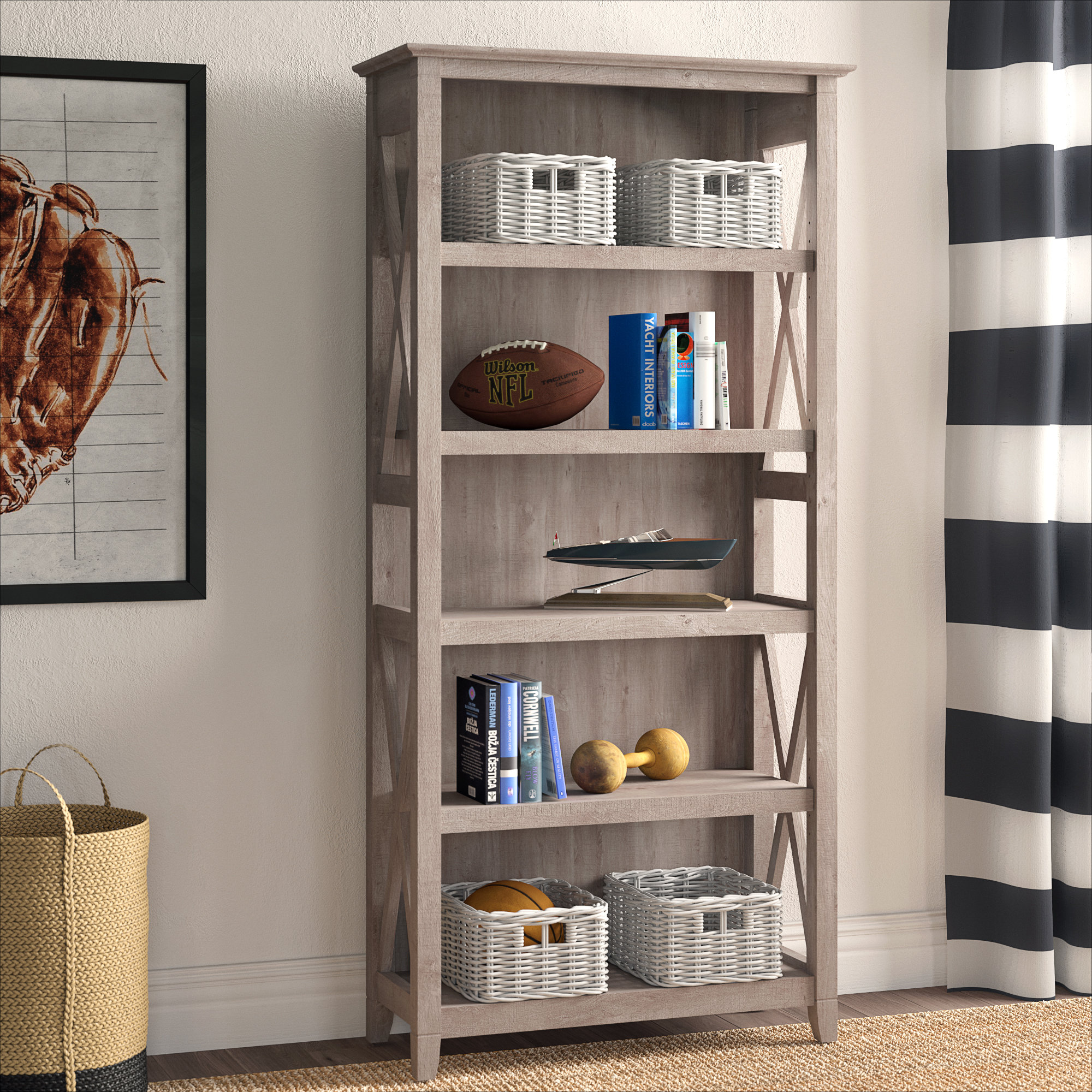 Sand & Stable Veda 66'' H x 32'' W Standard Bookcase & Reviews Wayfair