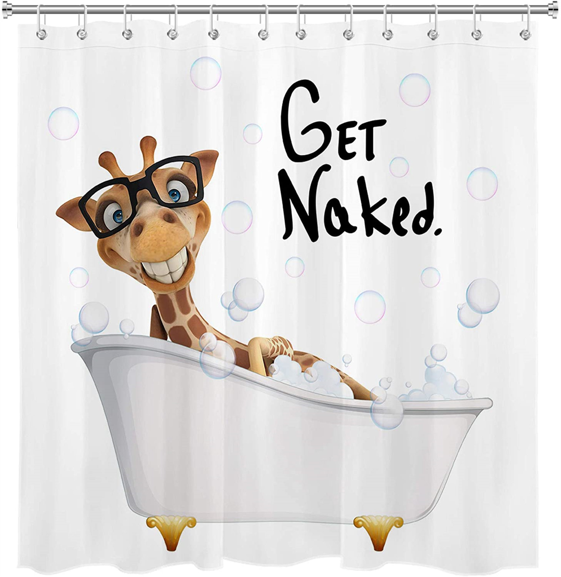 Funny Bear Bathing Bathtub Get Naked Shower Curtain Bathroom Accessory Sets 