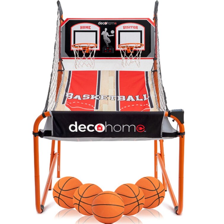 For Basketball Shootout Game Simple and Fun Kids Arcade Basketball Game Set Indoor Arcade Basketball Hoop Basketball Game For Kids And Adults Includes 2 Basketballs And Air Pump 