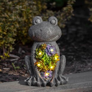 Froschkönig 52 cm Deko Figur Frosch Gartenfigur Solar Lampe Garten 