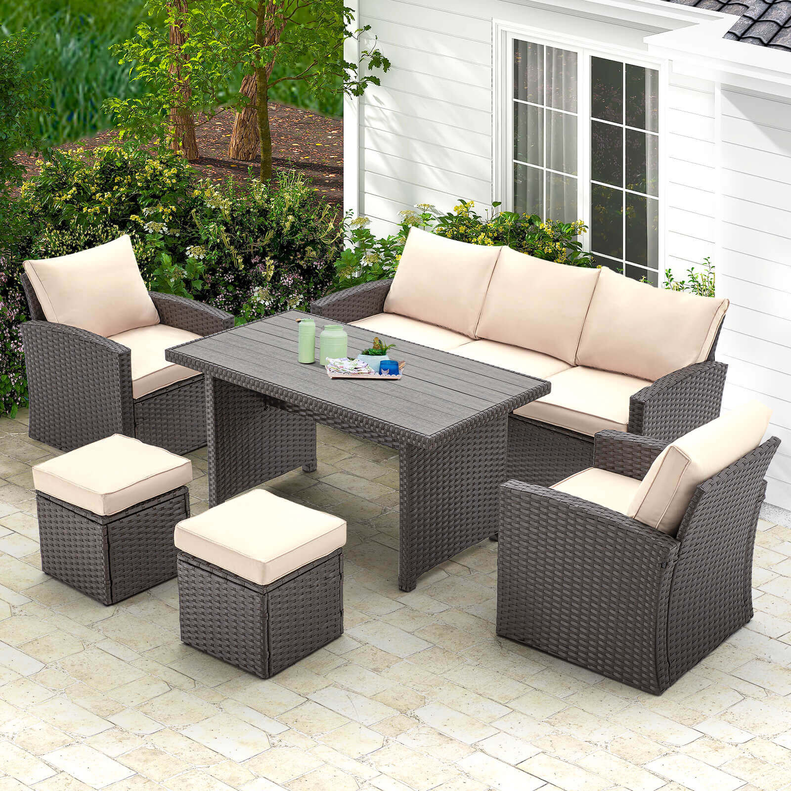 vicluke 7 - person outdoor seating group with cushions & reviews