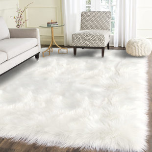 Fluffy Rugs Plain Rabbit Skin Super Soft Faux Fur Home Decor Living Room Mats GC 