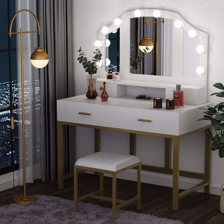 Inside Out ioHOMES Princess Victoria Vanity Table with Stool Espresso HOMES