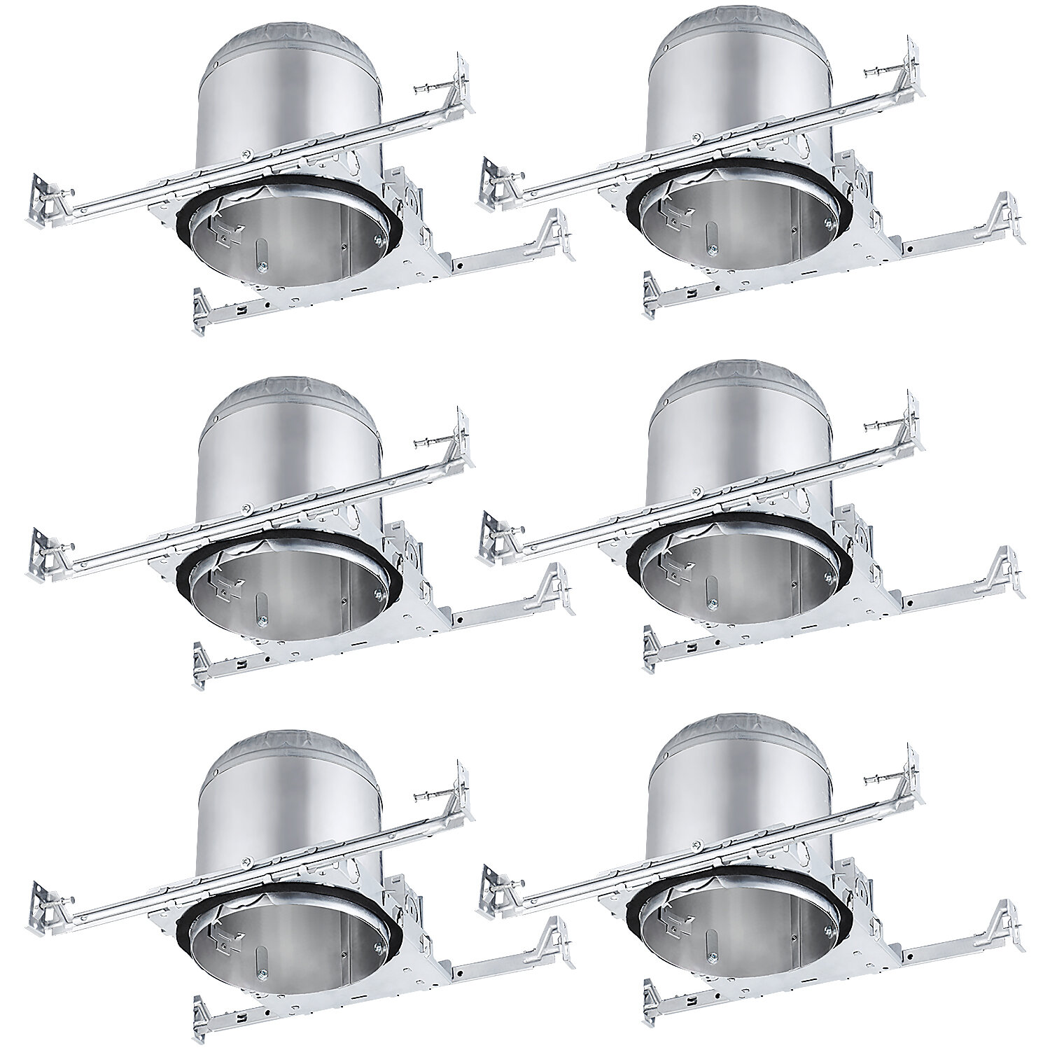 6 Pack of 4 Inch New Construction Recessed Housing E26 Air Tight IC Rated 