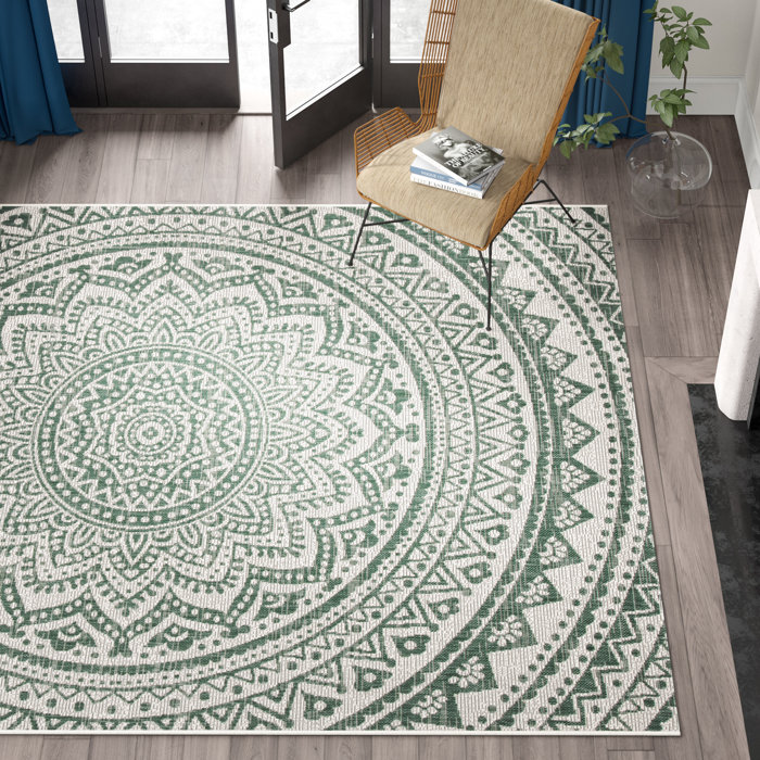 Langley Street Cervantez Beige/Green Indoor/Outdoor Rug & Reviews | Wayfair