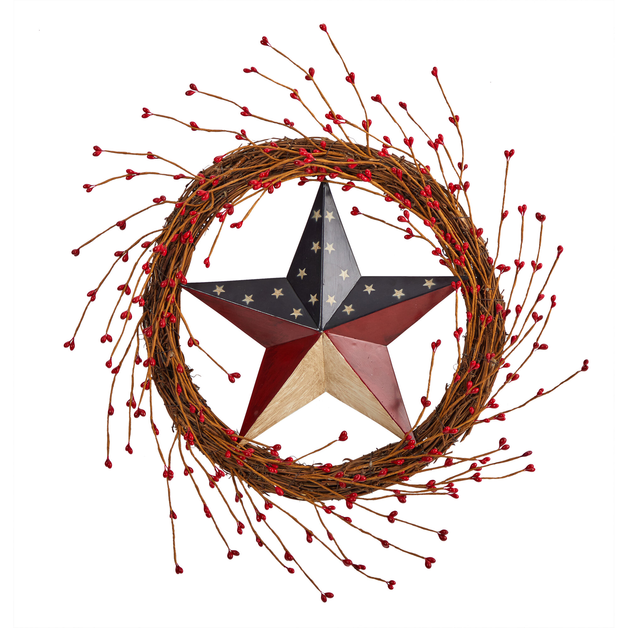 AMERICANA RED WHITE AND BLUE WITH STARS 3.5" INSIDE DIA CANDLE RING 
