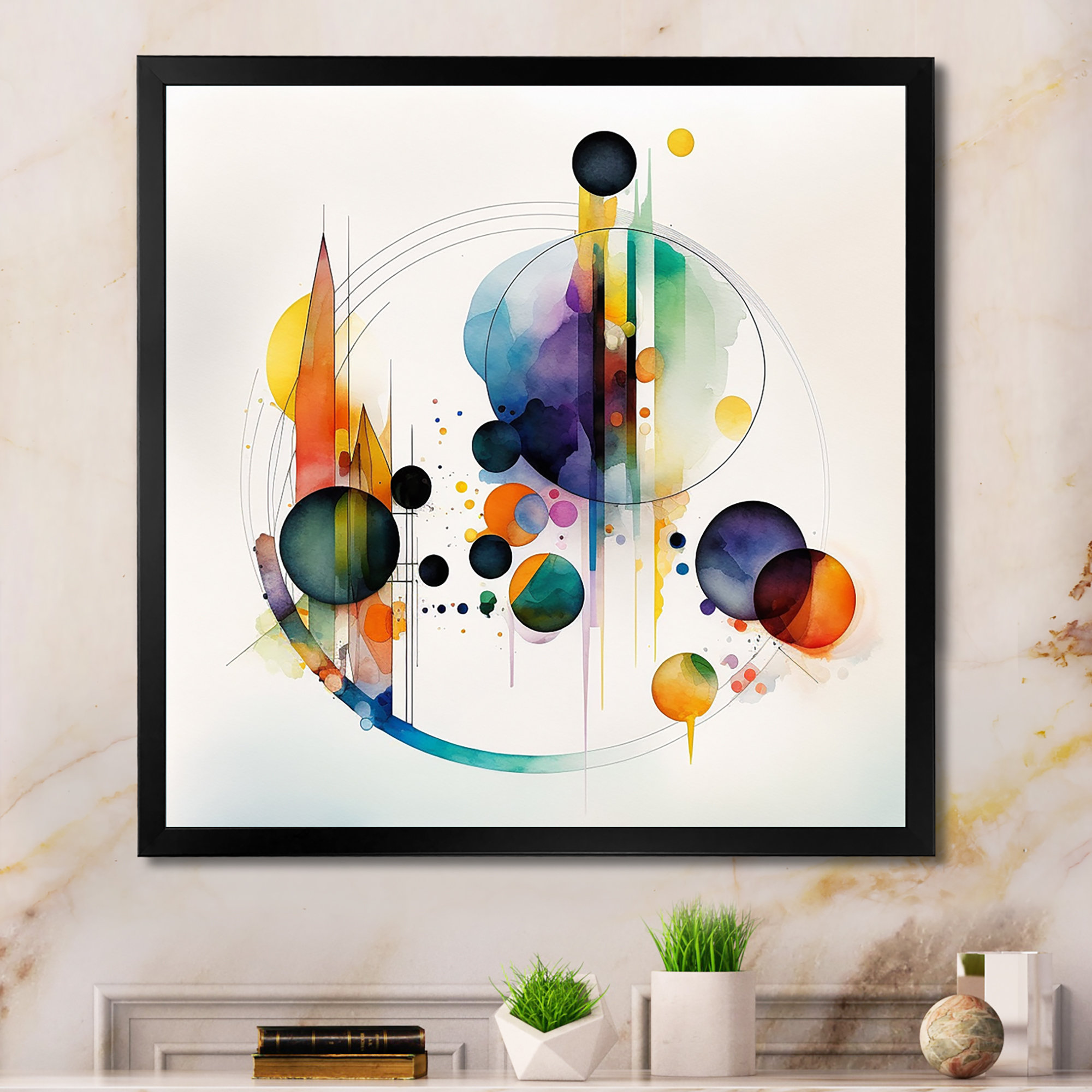 Ivy Bronx MultiColor Watercolor Geometric Art I Painting on Canvas