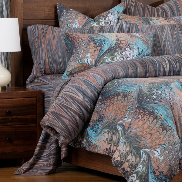The Art of Marbling Alluvium/ Aftershock Reversible Luxury Duvet Cover - California King