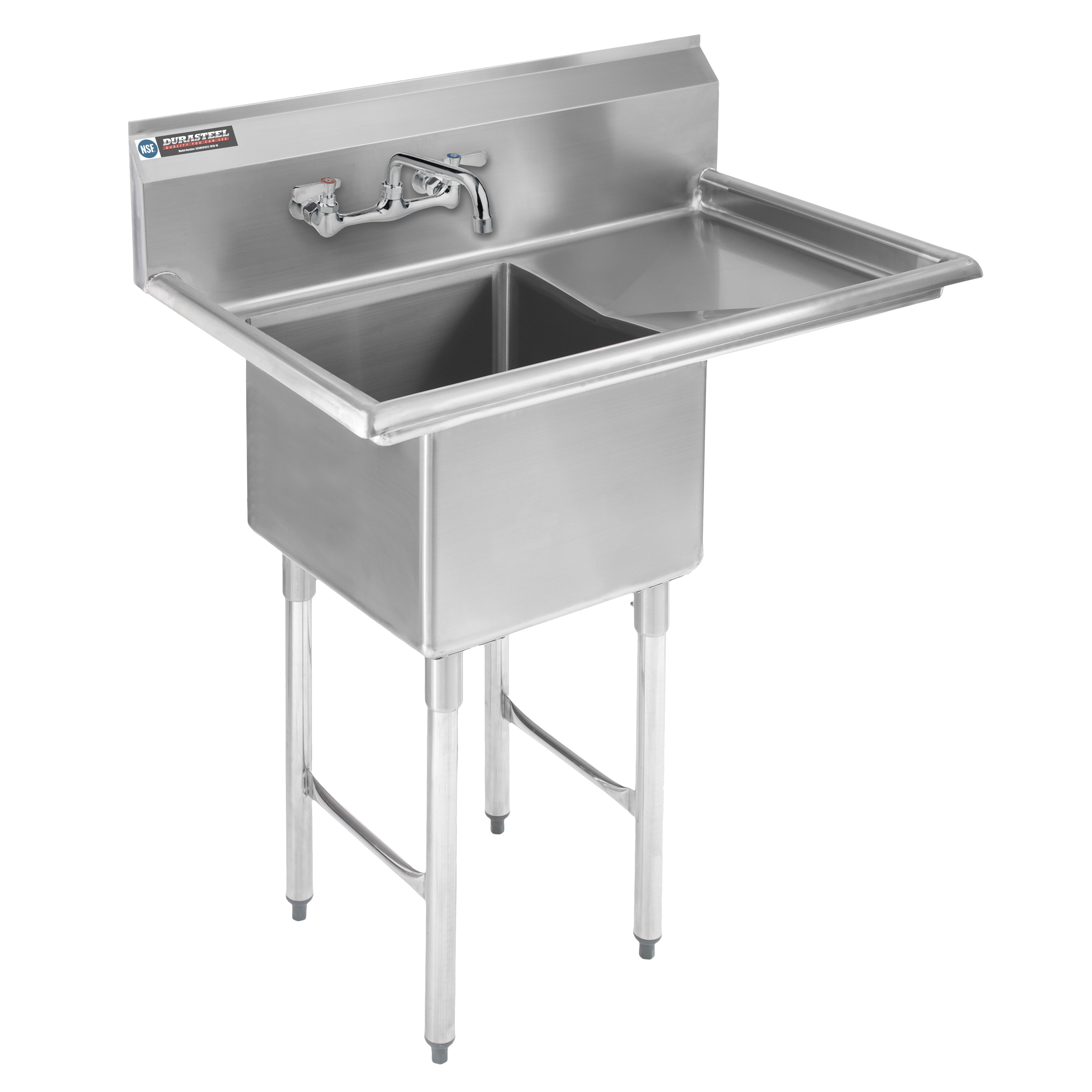 NSF Certified 24 x 24 Inner Tub Size with 10 Swivel Spout Faucet Kitchen, Laundry, Backyard, Garages DuraSteel Stainless Steel Prep & Utility Sink 1 Compartment Commercial Kitchen Sink 