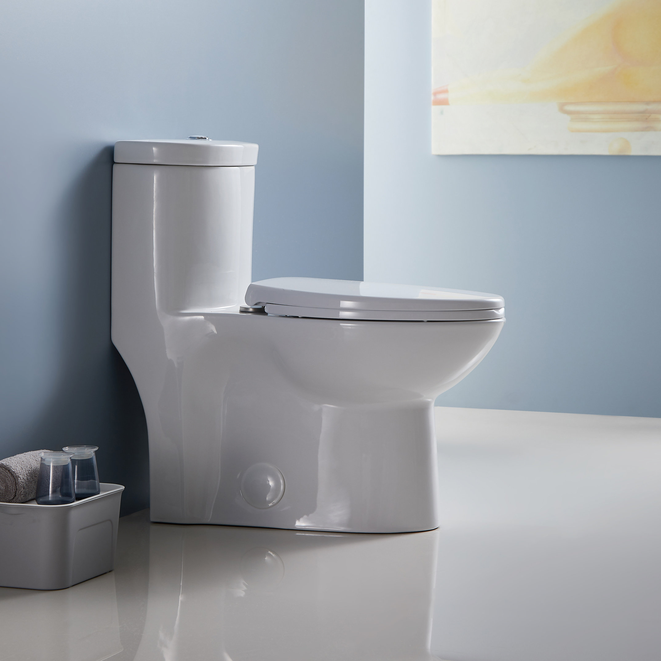 Aula DualFlush Elongated OnePiece Toilet In White,Space Saver Commode