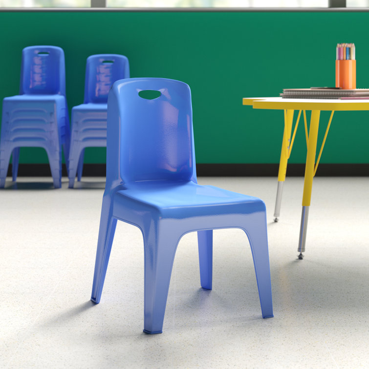 blue stackable plastic chairs