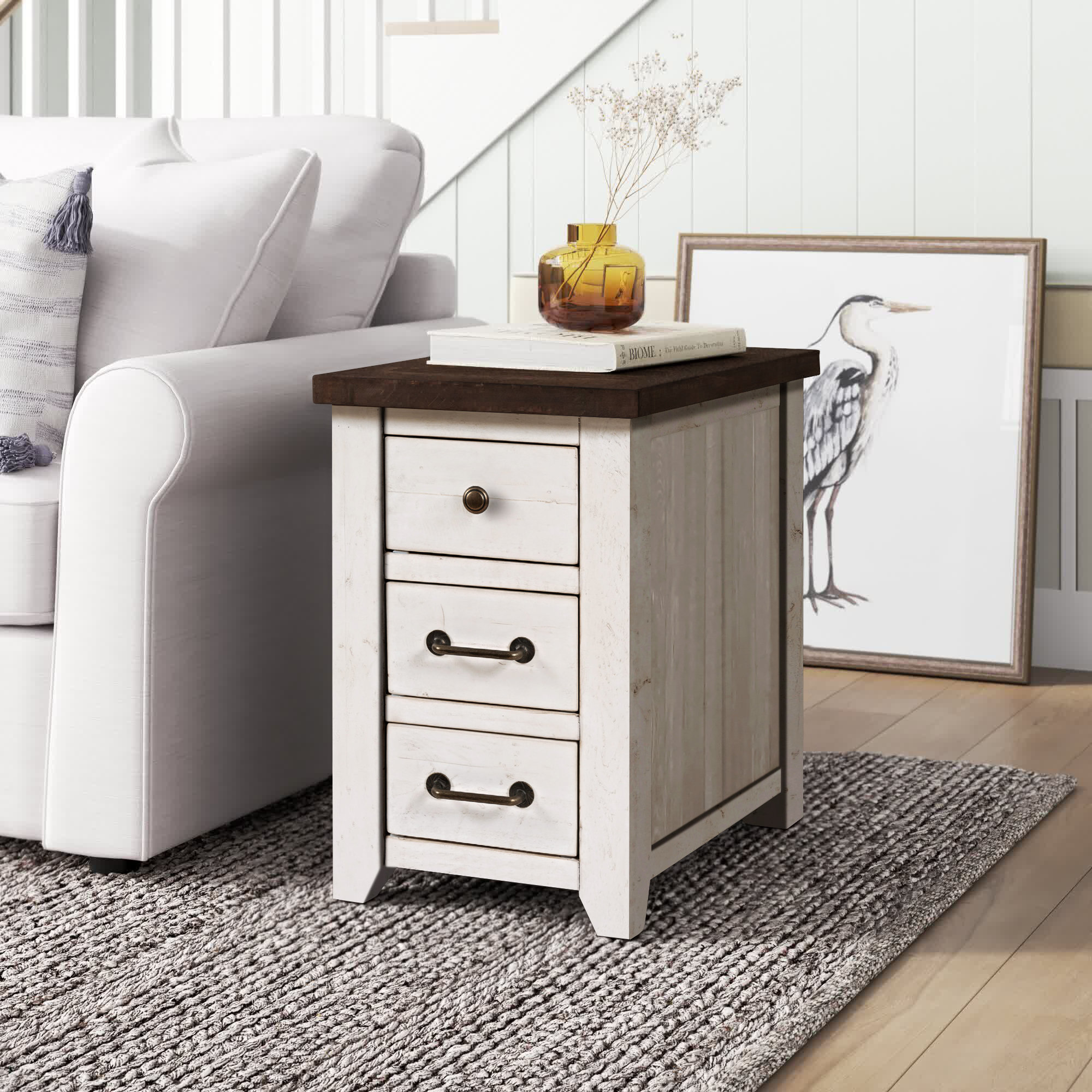 Sand & Stable Westhoff 24'' Tall Solid Wood 3 Drawer End Table and